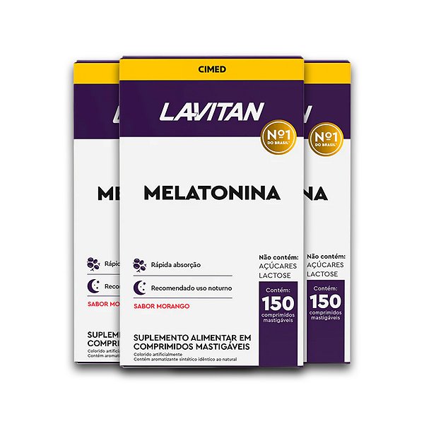 Kit 3 Melatonina Lavitan 150 Comprimidos Morango