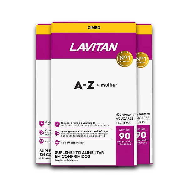 Kit 3 Multivitamínico A-Z Mulher Lavitan 90 Comprimidos