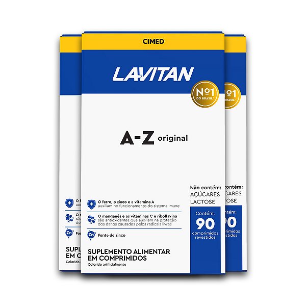 Kit 3 Multivitamínico A-Z Original Lavitan 90 Comprimidos
