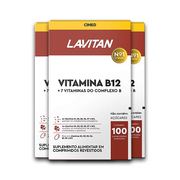 Kit 3 Vitamina B12 Lavitan 100 Comprimidos Revestidos