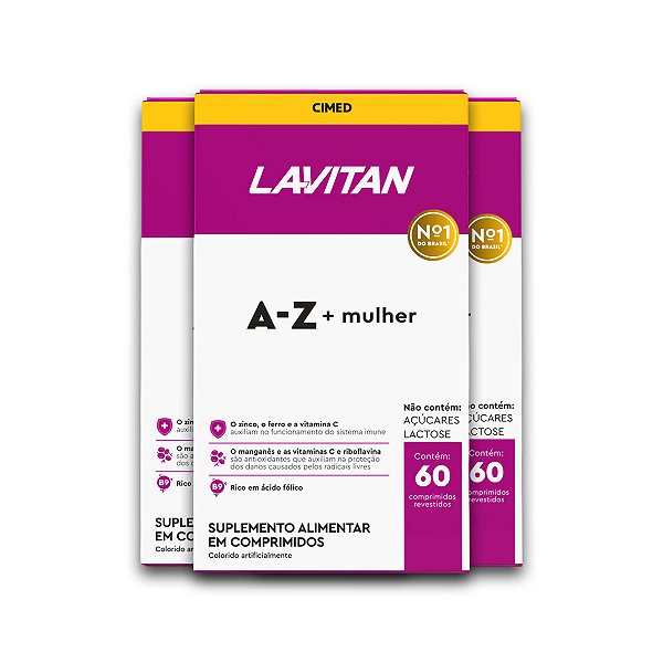 Kit 3 Multivitamínico A-Z Mulher Lavitan 60 Comprimidos