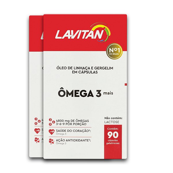 Kit 2 Ômega 3 Mais Lavitan 90 Cápsulas