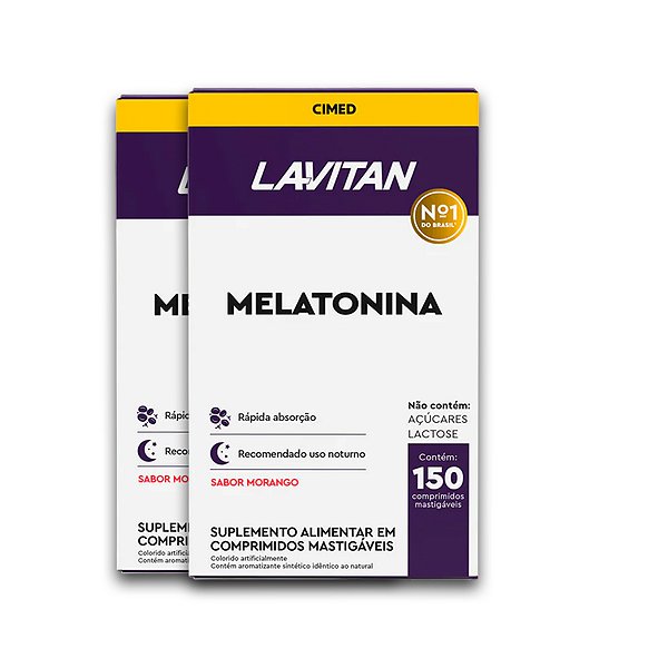 Kit 2 Melatonina Lavitan 150 Comprimidos Morango