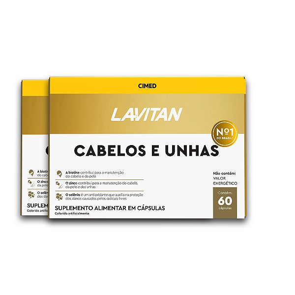 Kit 2 Vitamina Cabelos e Unhas Lavitan 60 Cápsulas