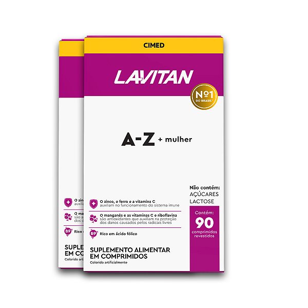 Kit 2 Multivitamínico A-Z Mulher Lavitan 90 Comprimidos