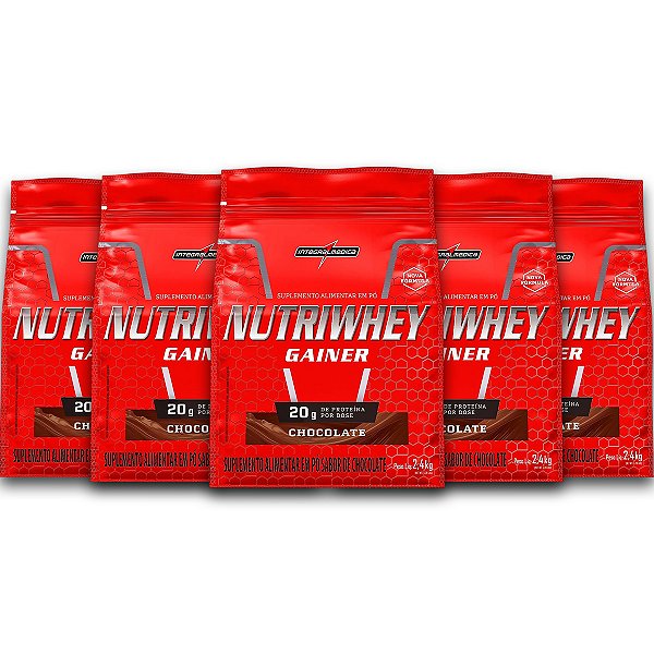 Kit 5 NutriWhey Gainer Whey Protein Integral Medica Chocolate 2,4kg