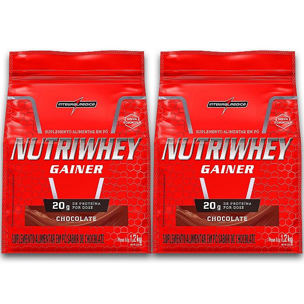 Kit 2 NutriWhey Gainer Whey Protein Integral Medica Chocolate 1,2kg