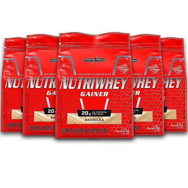 Kit 5 NutriWhey Gainer Whey Protein Integral Medica Baunilha 1,2kg