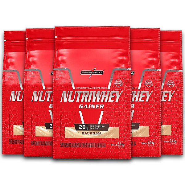 Kit 5 NutriWhey Gainer Whey Protein Integral Medica Baunilha 2,4kg