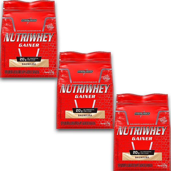 Kit 3 NutriWhey Gainer Whey Protein Integral Medica Baunilha 1,2kg