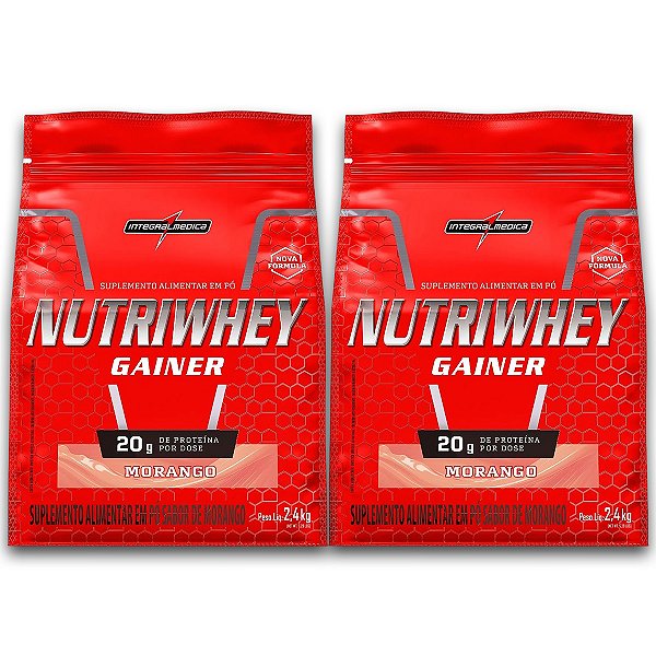 Kit 2 NutriWhey Gainer Whey Protein Integral Medica Morango 2,4kg