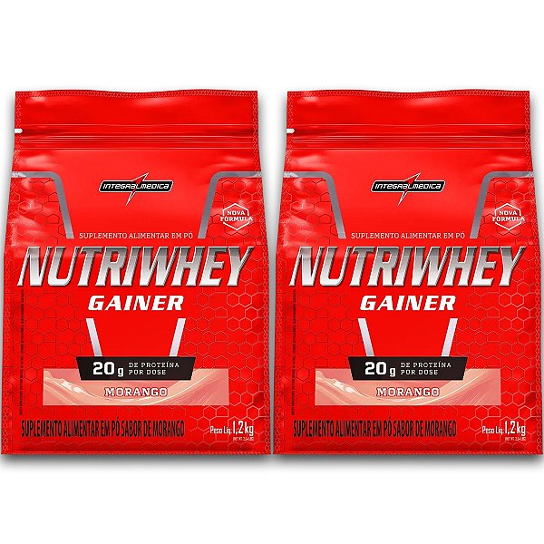 Kit 2 NutriWhey Gainer Whey Protein Integral Medica Morango 1,2kg