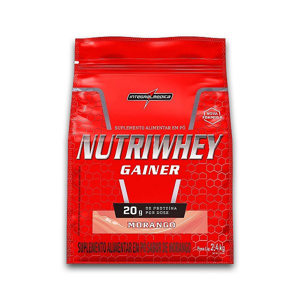 NutriWhey Gainer Whey Protein Integral Medica Morango 2,4kg