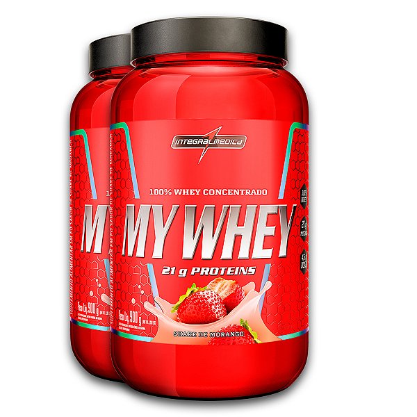 Kit 2 My Whey Integral Medica Shake de Morango 900g