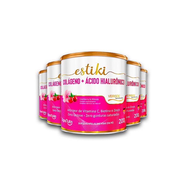 Kit 5 Colágeno Hialurônico Apisnutri Cranberry Hibisco 200g