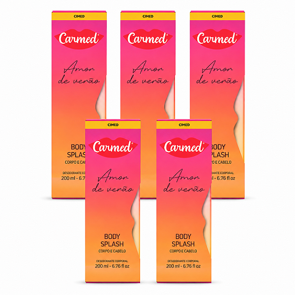 Kit 5 Body Splash Amor de Verão Corpo e Cabelo Carmed 200ml