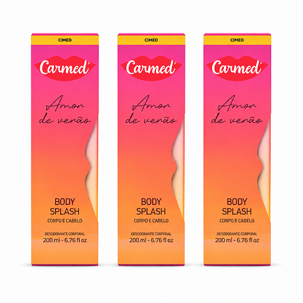 Kit 3 Body Splash Amor de Verão Corpo e Cabelo Carmed 200ml