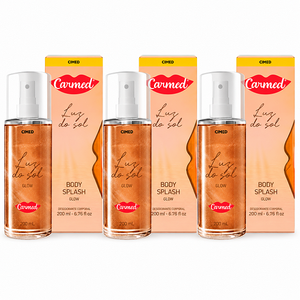 Kit 3 Body Splash Glow Luz do Sol Carmed 200ml