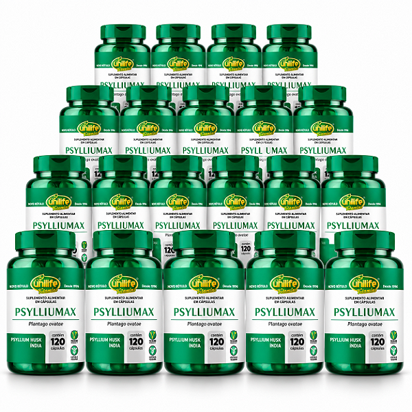 Kit 20 Psyllium Unilife Psylliumax 120 cápsulas