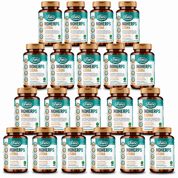 Kit 20 NoHerps Lisina 1000mg Unilife 90 comprimidos Laranja e Acerola