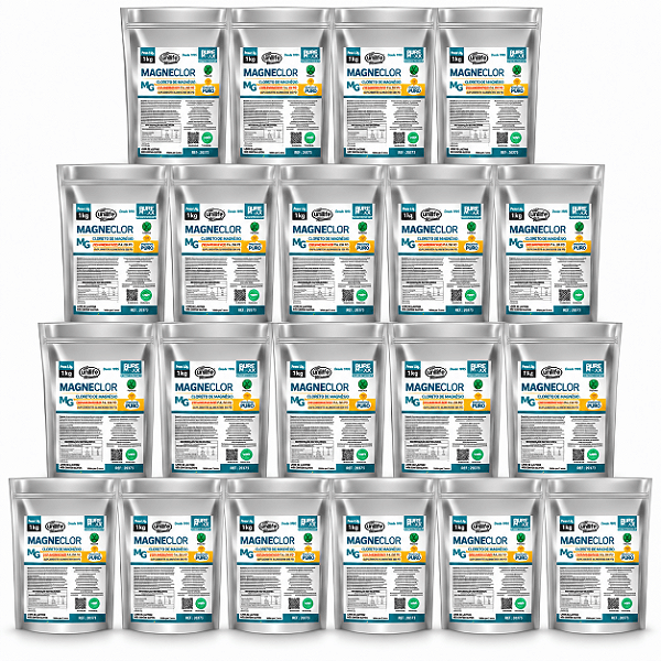 Kit 20 Magneclor Cloreto de Magnésio P.A Unilife 1kg