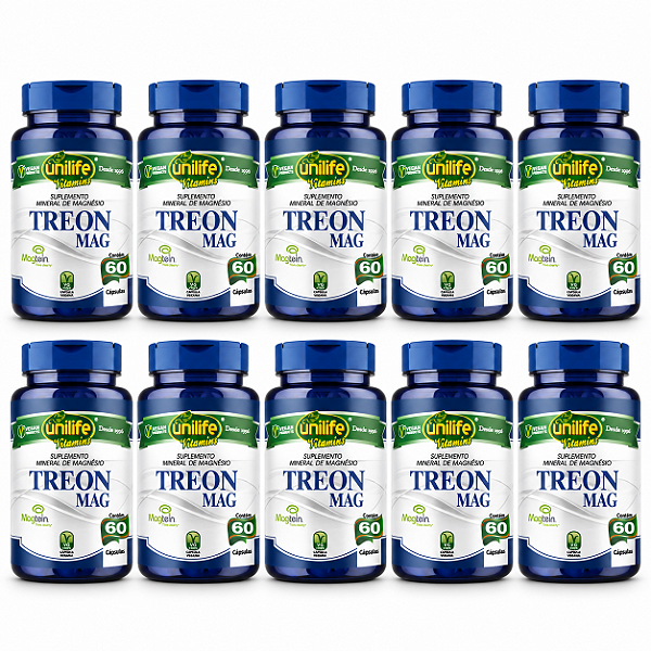 Kit 10 Treon Mag Magnésio Treonato Unilife 60 Cápsulas