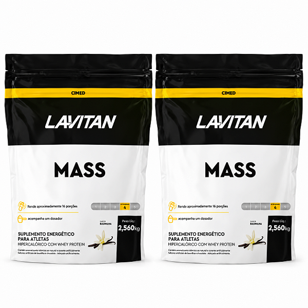 Kit 2 Hipercalórico Mass Lavitan Cimed Sabor Baunilha 2,56kg
