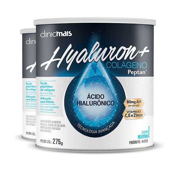 Kit 2 Hyaluron+ Colágeno com Ácido Hialurônico ClinicMAIS 275g