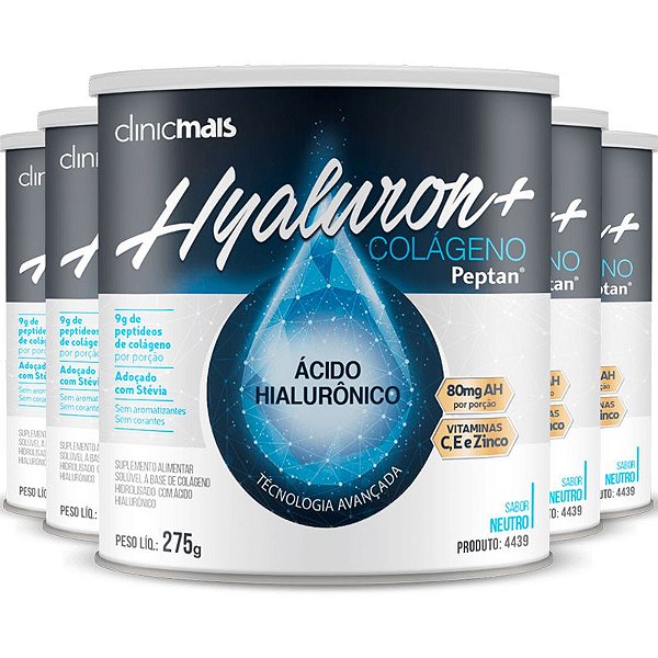 Kit 5 Hyaluron+ Colágeno com Ácido Hialurônico ClinicMAIS 275g