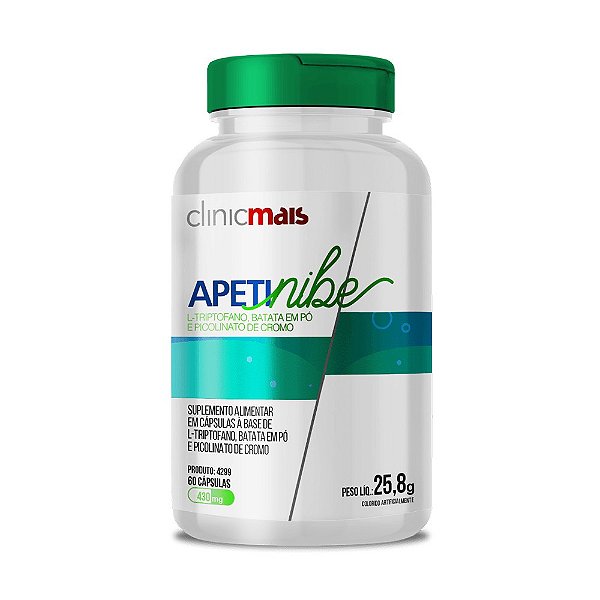 APETINIBE L-Triptofano 450mg ClinicMais 60 cápsulas