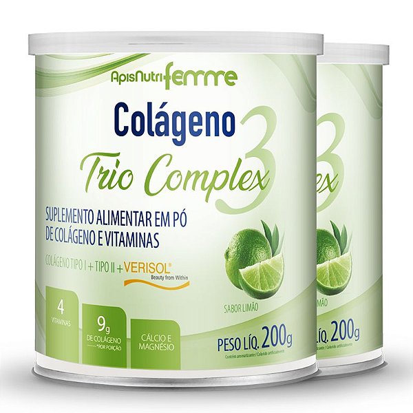 Kit 2 Colágeno tipo 2 + 1 Verisol Trio complex Apisnutri limão 200g