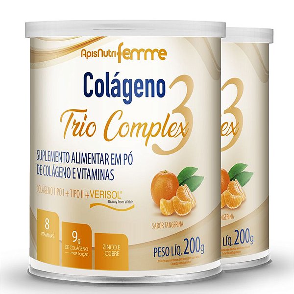 Kit 2 Colágeno tipo 2 + 1 Verisol Trio complex Apisnutri tangerina 200g