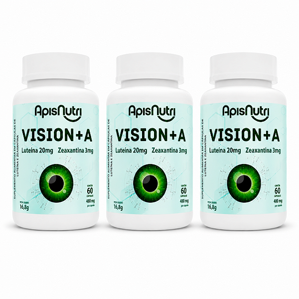 Kit 3 Vision+A Luteína e Zeaxantina Apisnutri 60 cápsulas