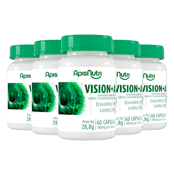 Kit 5 Vision+A Luteína e Zeaxantina 60 cápsulas 280mg Apisnutri
