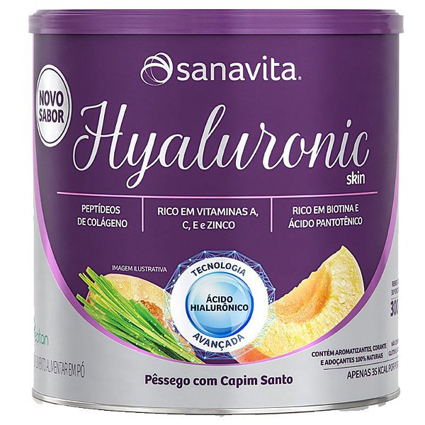Hyaluronic Skin Ácido Hialurônico + Colágeno Sanavita Pêssego 300g