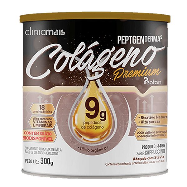 Colágeno Hidrolisado Premium 9g Clinic Mais 300g Cappuccino