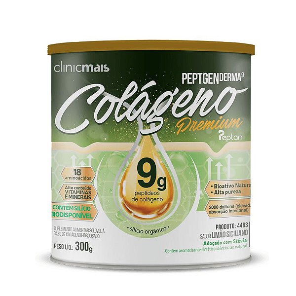 Colágeno Hidrolisado Premium 9g Clinic Mais 300g Limão Siciliano