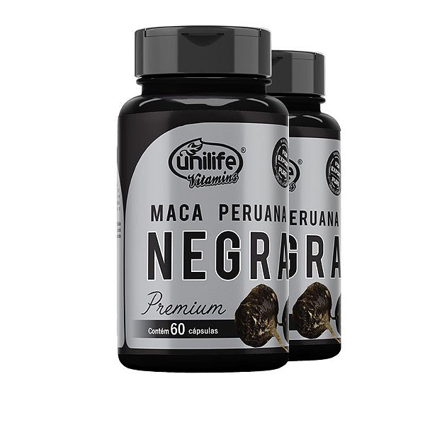 Kit 2 Maca Peruana Negra Premium Vegana Unilife 60 cápsulas