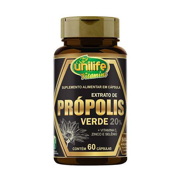 Própolis Verde + Vitamina C Zinco e Selênio Unilife 60 cápsulas