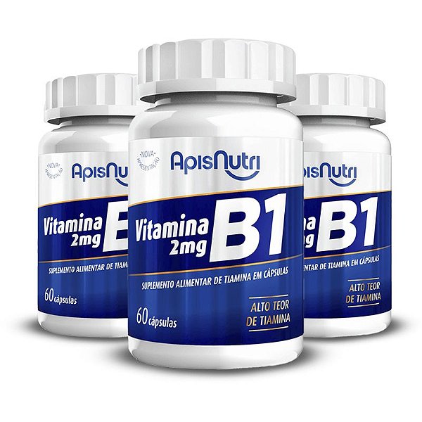 Kit 3 Vitamina B1 Apisnutri 60 cápsulas