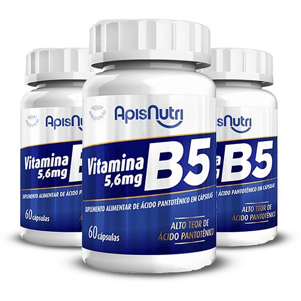 Kit 3 Vitamina B5 Apisnutri 60 cápsulas