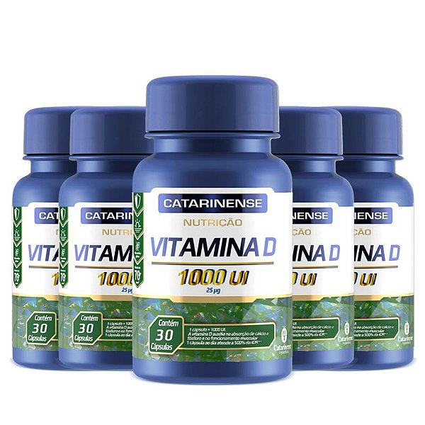 Kit 5 Vitamina D 1000ui Catarinense 30 cápsulas