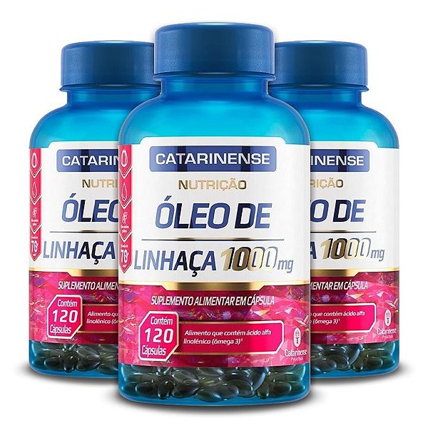 Kit 3 Óleo de Linhaça 1000mg Catarinense 120 cápsulas