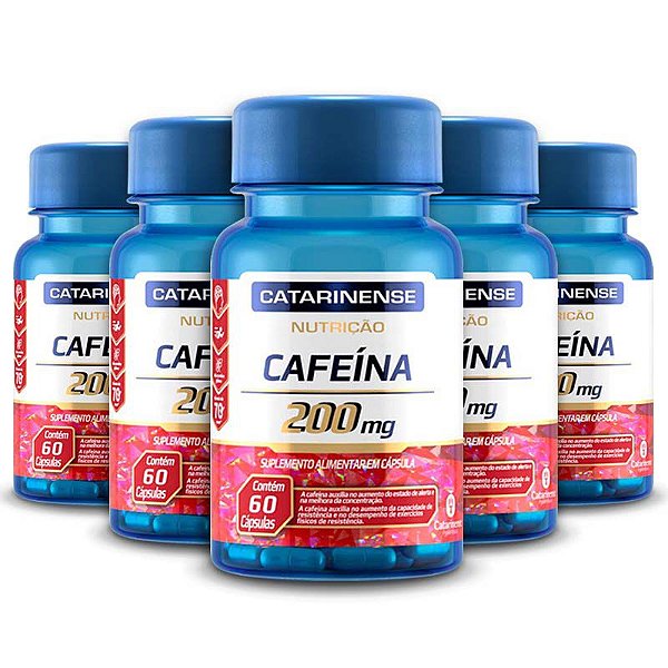 Kit 5 Cafeína 200mg Catarinense Pharma 60 cápsulas