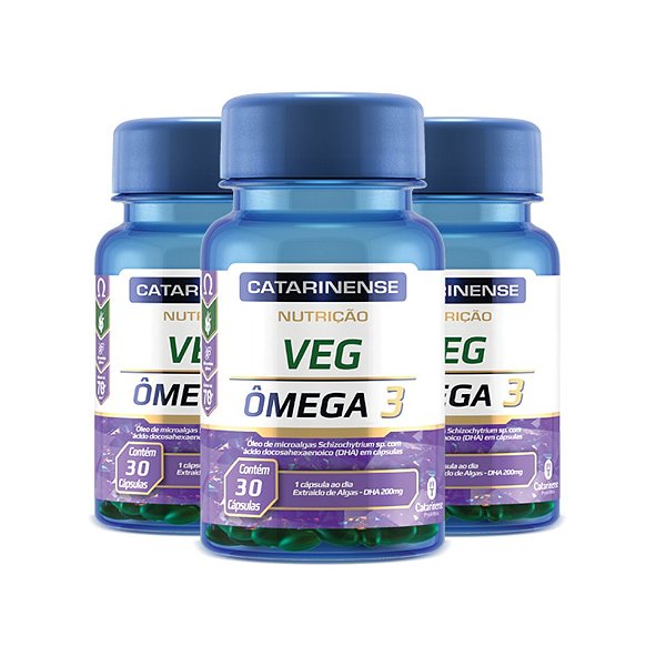 Kit 3 Ômega 3 VEG Microalgas Vegetal Catarinense 30 cápsulas