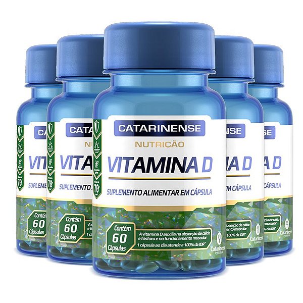 Kit 5 Vitamina D 200ui Catarinense 60 cápsulas