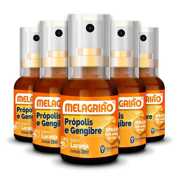 Kit 5 Melagrião Spray Própolis Spray 30ml Catarinense Laranja