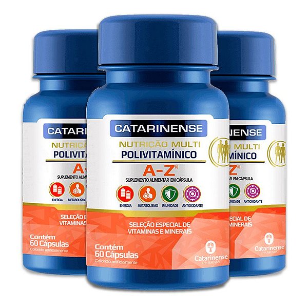 Kit 3 Polivitamínico A-Z Catarinense 60 cápsulas