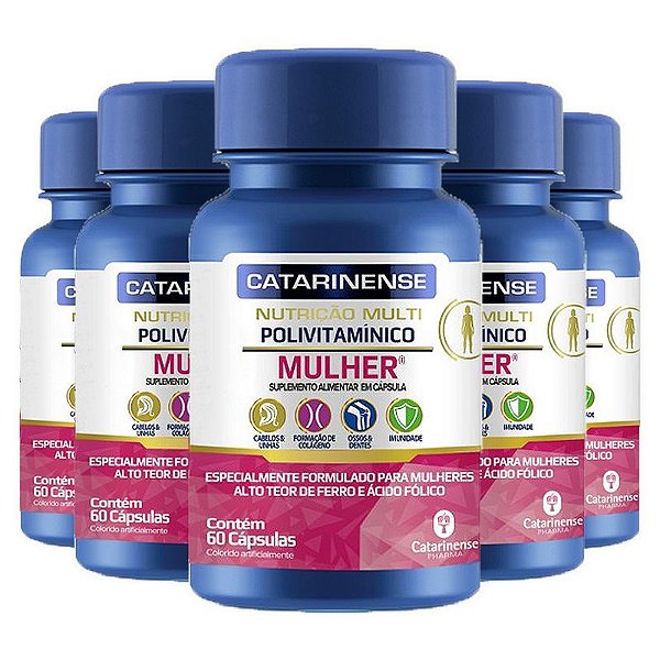 Kit 5 Polivitamínico Mulher Catarinense 60 cápsulas