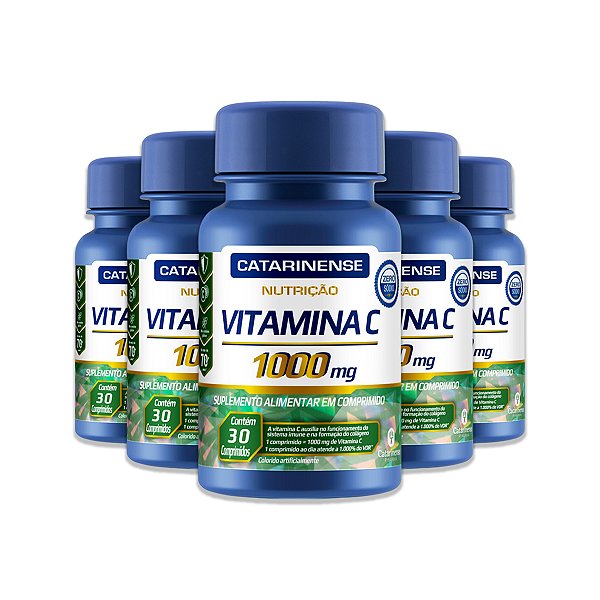 Kit 5 Vitamina C 1000mg Catarinense Pharma 30 Cápsulas